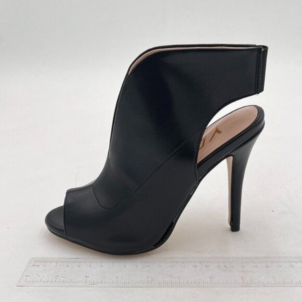 YDN Black Women Peep Toe Heeled Mules Slip On Stiletto High Heels Fashion Party